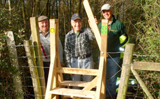 Anti-slip decking strips on countryside pathway stiles and bridges.