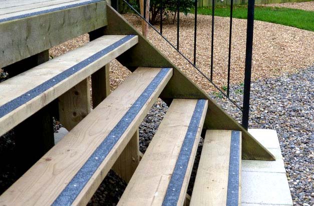 Garden steps made safer with non-slip decking strips. Garden steps made safer with non-slip decking strips.