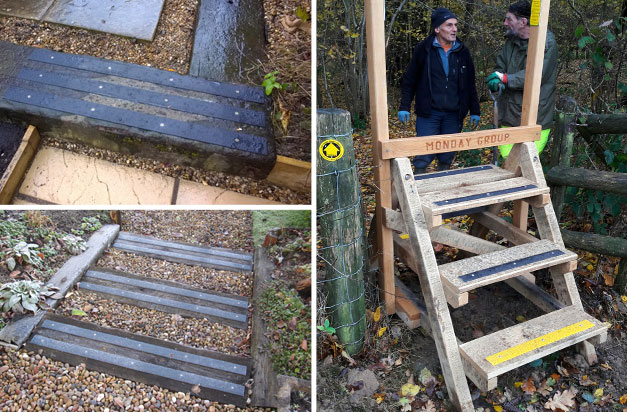 Non-slip decking strips for country paths and slippery garden sleeper steps. Non-slip decking strips for country paths and slippery garden sleeper steps.