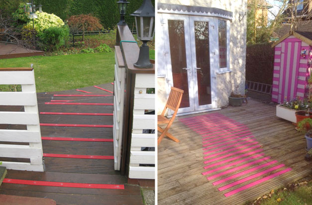Get creative in your garden with a range of decking strip colours. Get creative in your garden with a range of decking strip colours.