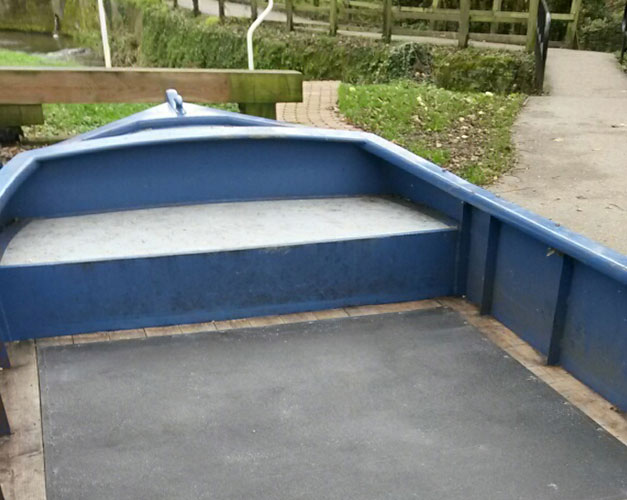 Slippery boat deck installation with non slip floor sheets. Slippery boat deck installation with non slip floor sheets.