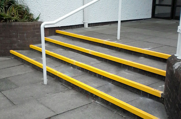 Anti slip stair nosings can be applied to any substrate. Anti slip stair nosings can be applied to any substrate.