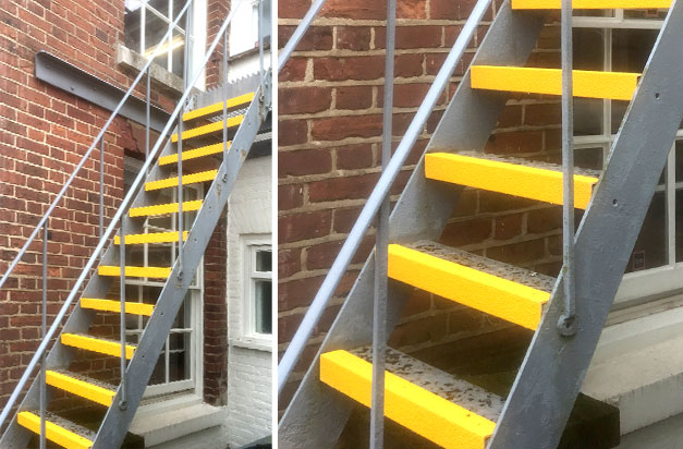 “Our emergency escape steps, the previously slippery steps are now super safe with anti-slip treads.” SG. “Our emergency escape steps, the previously slippery steps are now super safe with anti-slip treads.” SG.