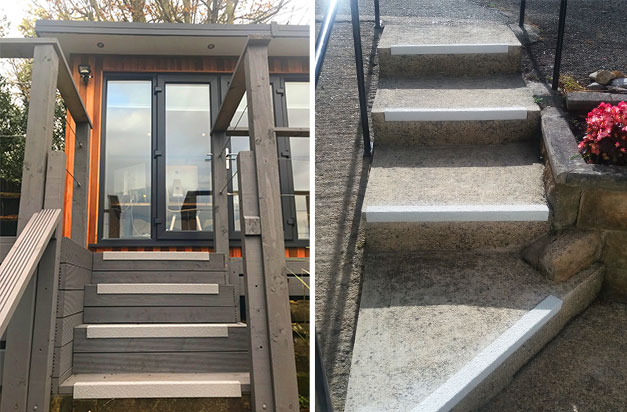 Non slip stair nosings can be applied to any surface, wooden or concrete. Non slip stair nosings can be applied to any surface, wooden or concrete.