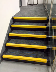 Anti slip nosings on internal office stairways. Anti slip nosings on internal office stairways.